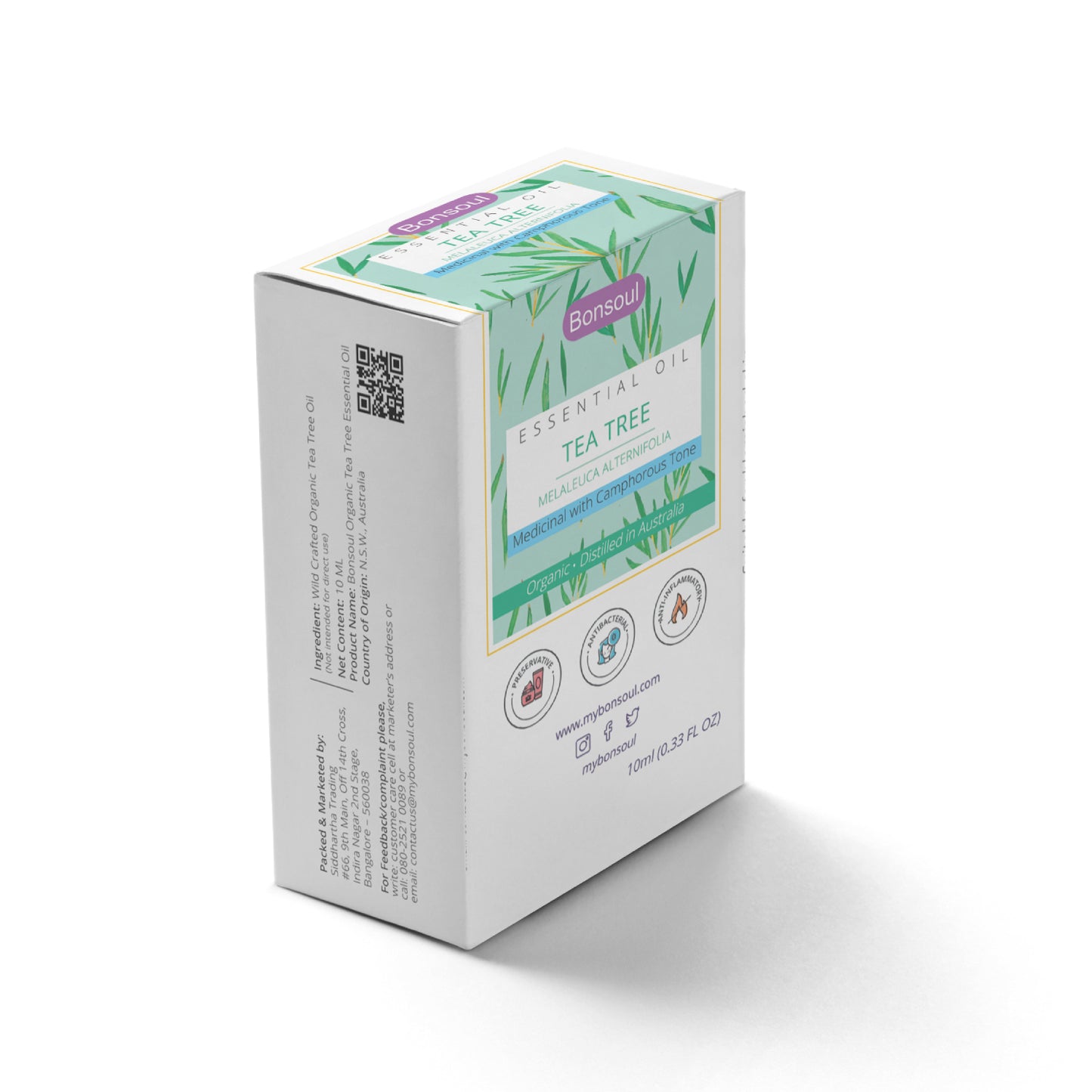 Bonsoul 100% Pure, Organic and Wild Crafted Tea Tree Essential Oil
