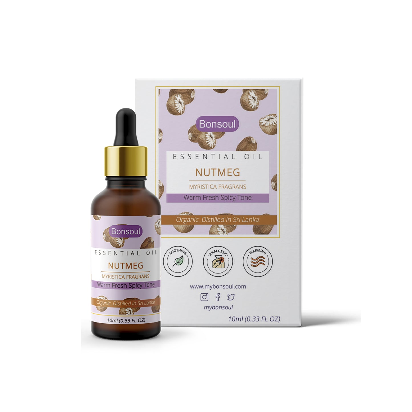 Bonsoul 100% Pure and Organic Srilankan Nutmeg Essential Oil