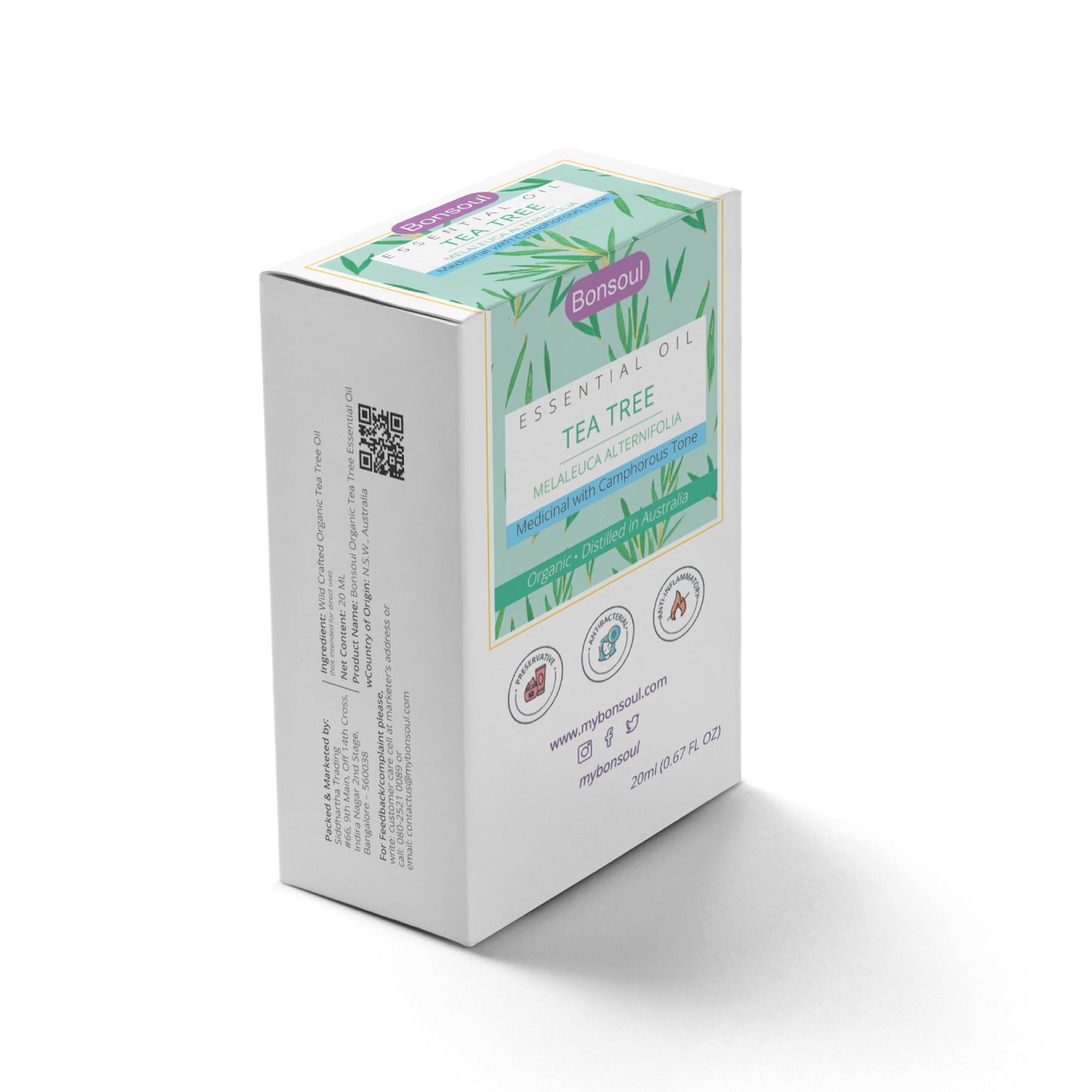 Bonsoul 100% Pure, Organic and Wild Crafted Tea Tree Essential Oil