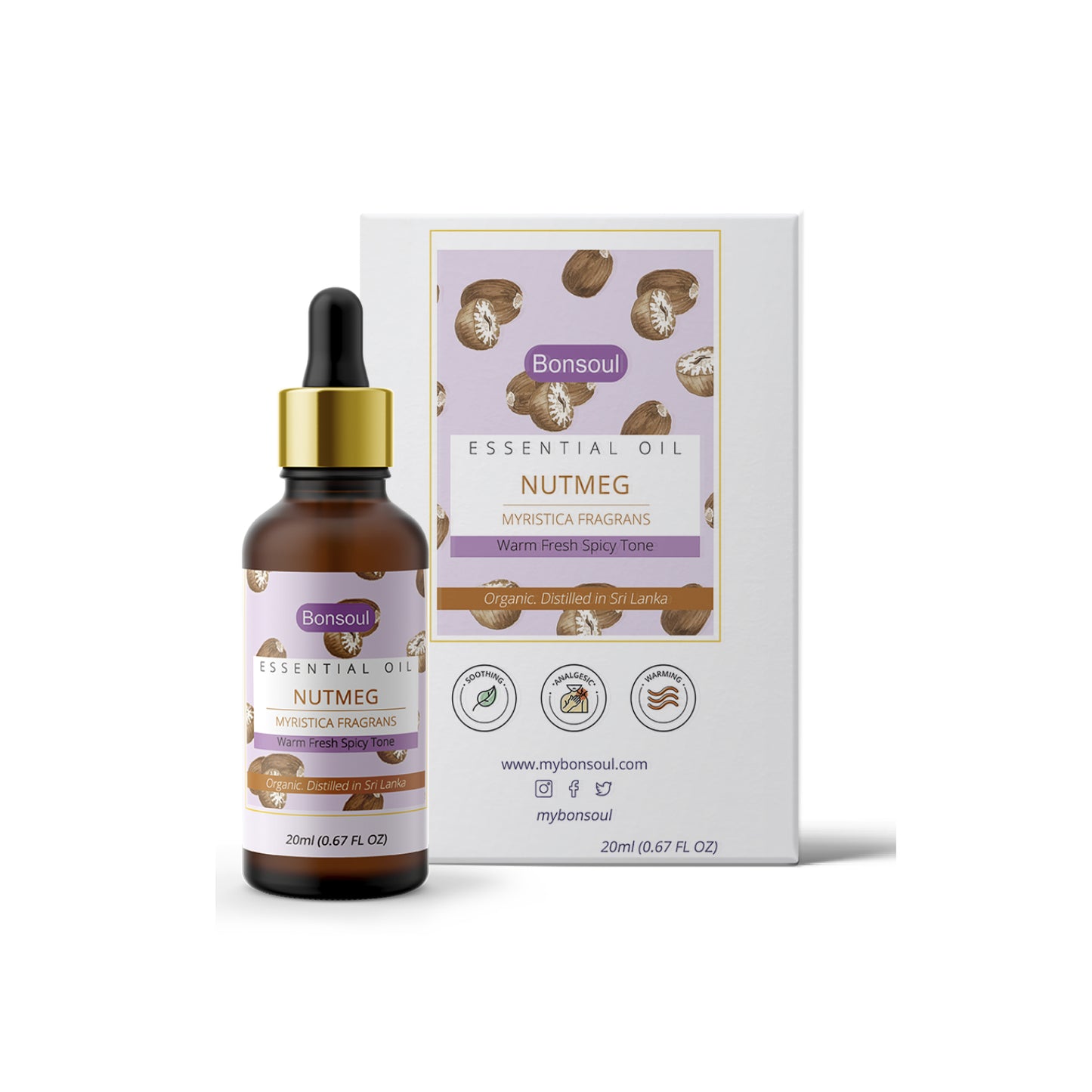 Bonsoul 100% Pure and Organic Srilankan Nutmeg Essential Oil