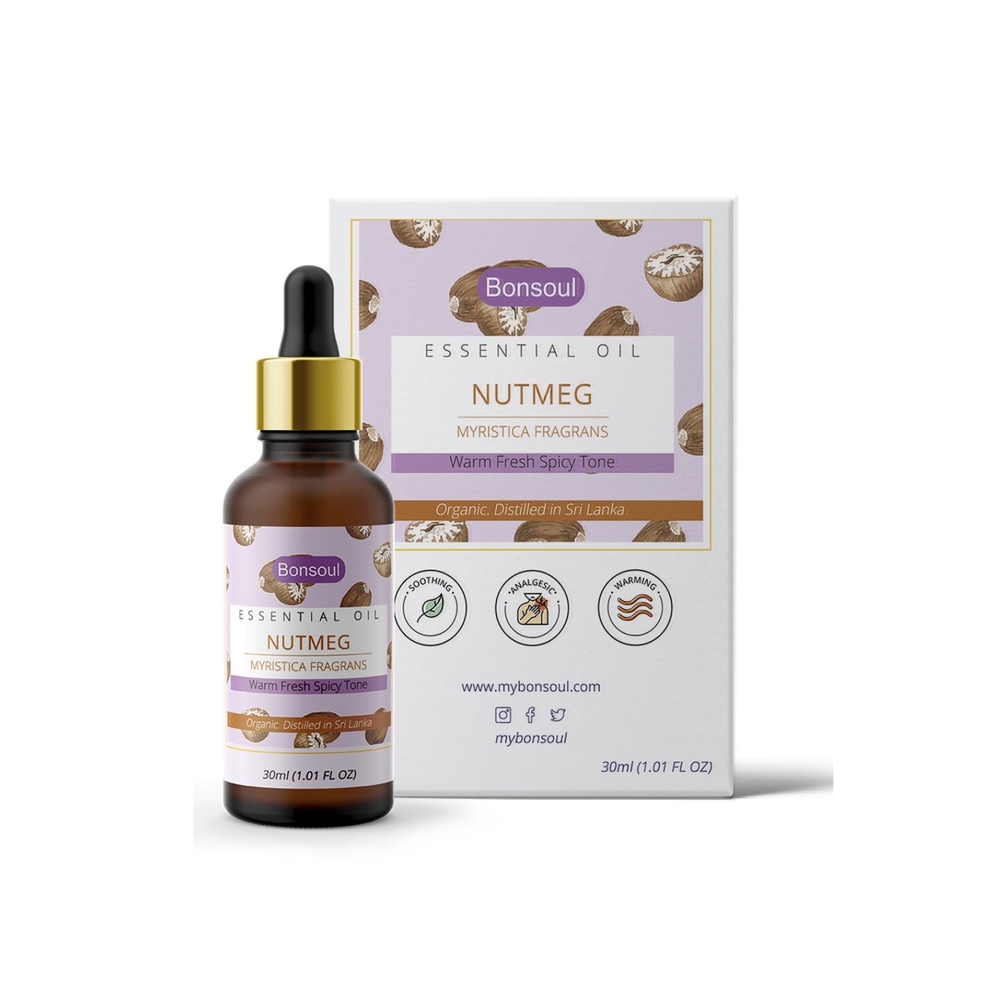 Bonsoul 100% Pure and Organic Srilankan Nutmeg Essential Oil
