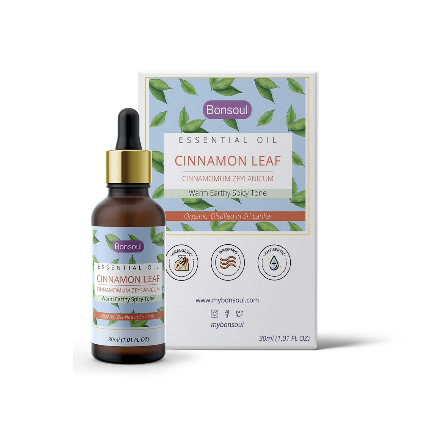 Bonsoul 100% Pure and Organic Srilankan Cinnamon Leaf Essential Oil