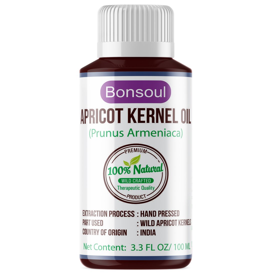 Bonsoul 100% Pure and Natural Unrefined Wild Apricot Kernel Carrier Oil