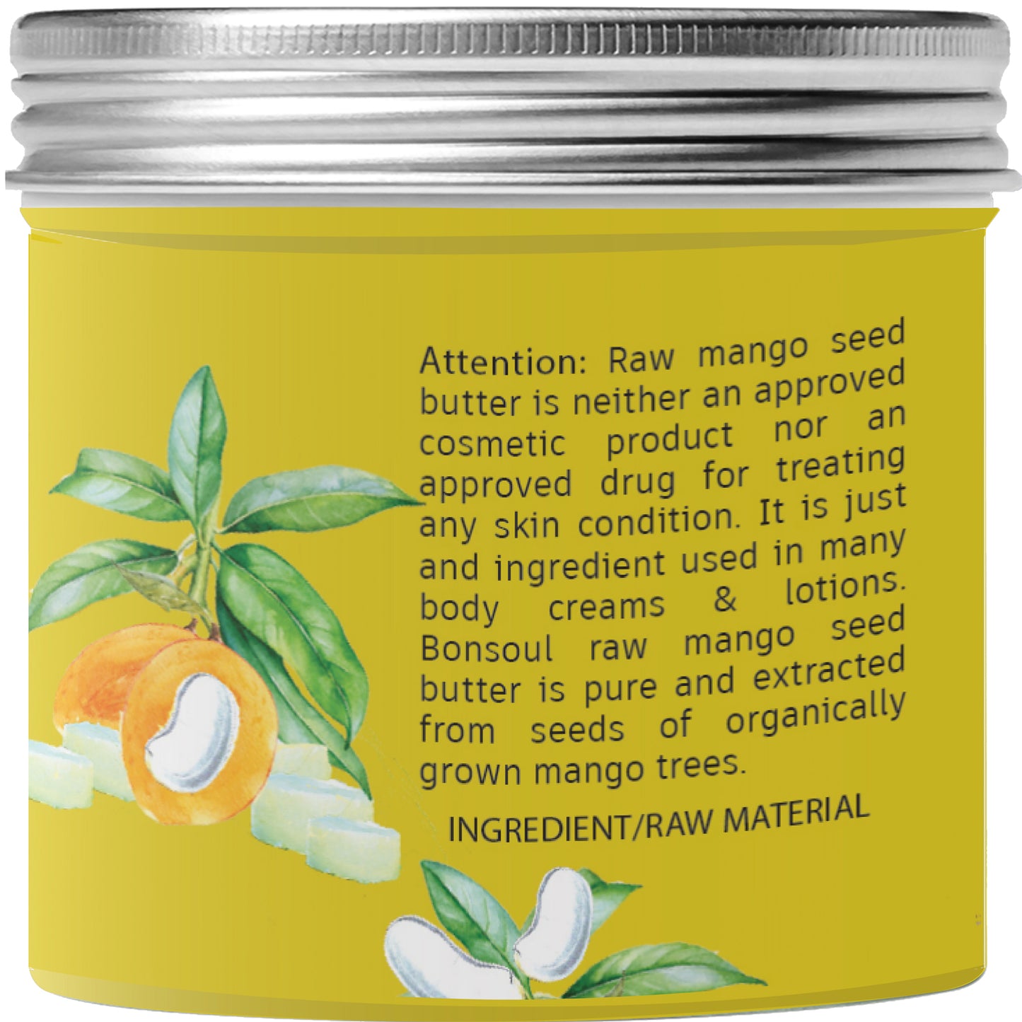 Bonsoul Grade A, Organic, unrefined, Indian Raw Mango Butter