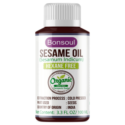 Bonsoul 100% Pure and Organic Cold Pressed Unrefined Sesame Carrier Oil
