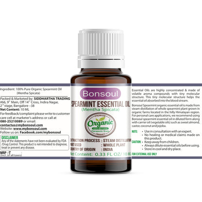 Bonsoul 100% Pure and Organic Spearmint Essential Oil