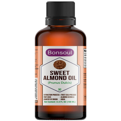 Bonsoul 100% Pure and Natural First Cold Pressed Sweet Almond Oil (Food Grade)
